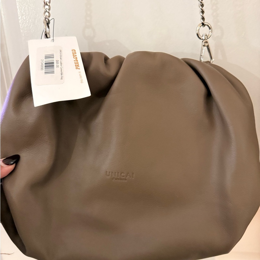Italian leather frame crossbody/clutch purse bag w/chain strap - UTICA FIRENZE